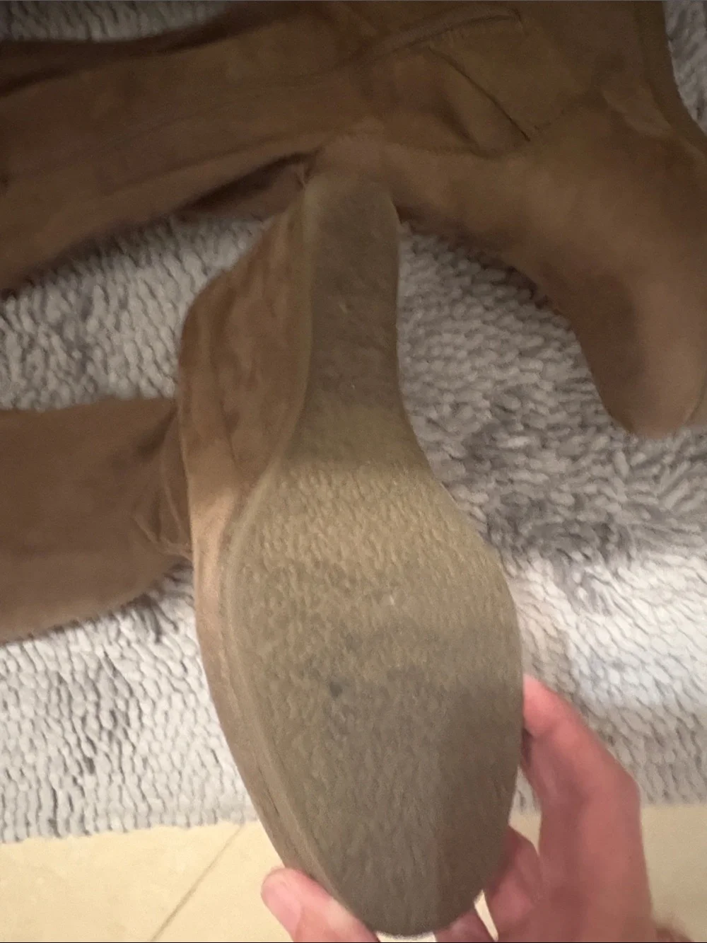 JustFab Over-the-Knee Wedge Boots in Taupe